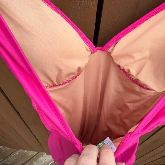 J. Crew | NWT Size 2 Ruched V Neck One Piece Fuchsia Bathing Suit Style BC116 - Picture 16 of 16